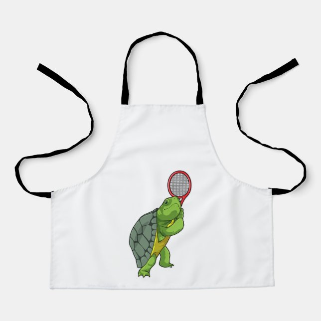 Turtle at Tennis with Tennis racket Apron (Front)