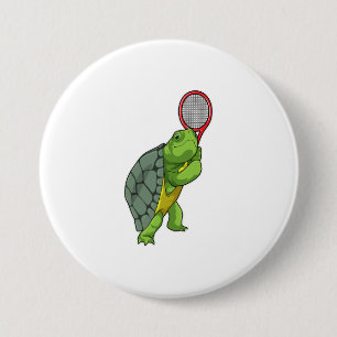Turtle at Tennis with Tennis racket Button