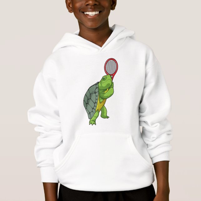 Turtle at Tennis with Tennis racket Hoodie (Front)
