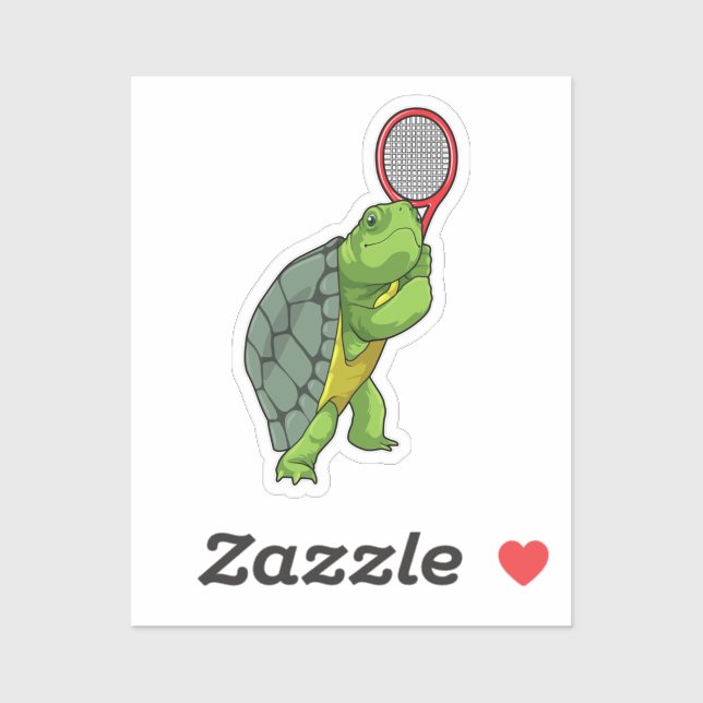 Turtle at Tennis with Tennis racket Sticker (Sheet)