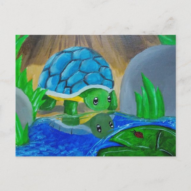 Turtle at the pond postcard (Front)