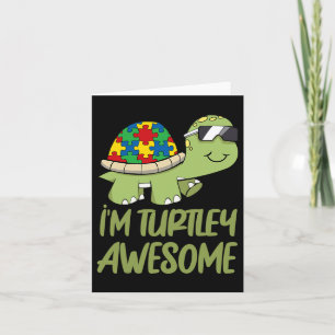 Turtle Awesome Autism Awareness Puzzle Piece Card