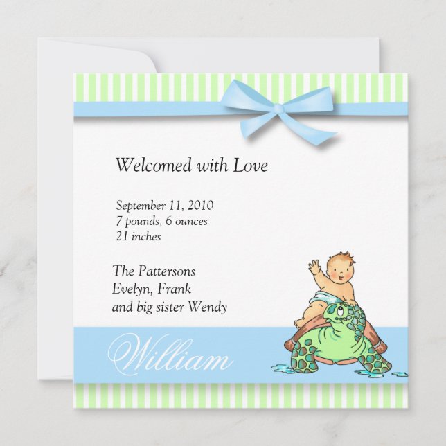 Turtle Baby Birth Announcement (Front)