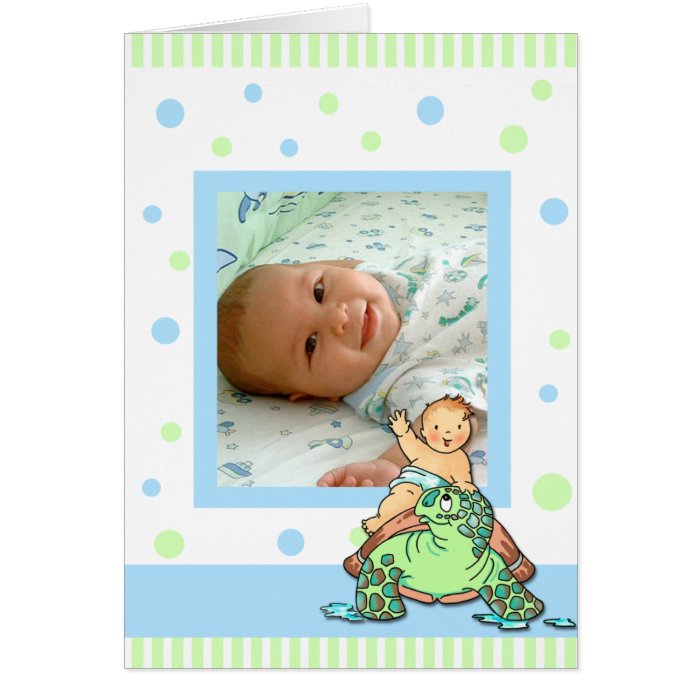 Turtle Baby Boy Birth Announcement Card