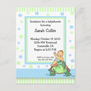 Turtle Baby Shower Blue Boy Invitation