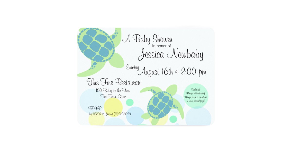 Turtle Baby Shower Invitation Zazzle Com