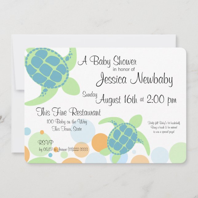 Turtle Baby Shower Invitation (Front)