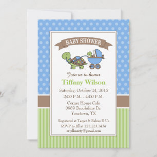 Turtle Baby Shower Invitation blue