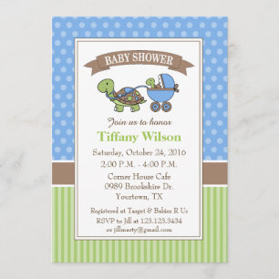 Turtle Baby Shower Invitation blue