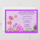 TURTLE Baby Shower Invitation Pond Flamingo PURPLE