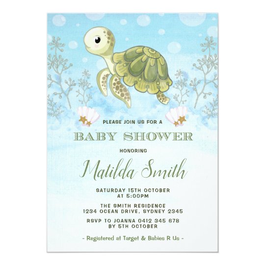 Turtle Baby Shower Invitation Under The Sea Ocean Zazzle