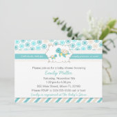 Turtle Baby Shower Invitation Unisex Teal (Standing Front)