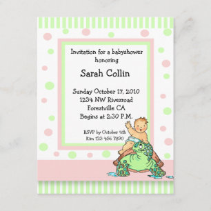 Turtle Baby Shower Pink Girl Invitation