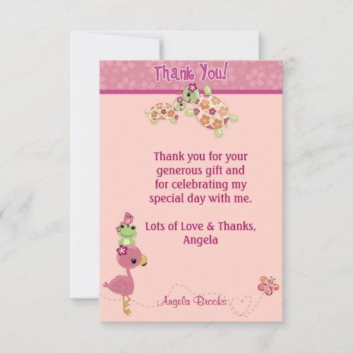 TURTLE Baby Shower Thank You 3.5"x5" (FLAT style) Personalized Announcement...