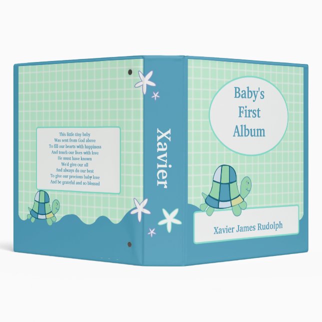TURTLE Baby's First Photo Album Scrapbook BLUE 3 Ring Binder (Background)