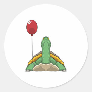 Turtle Balloon Classic Round Sticker