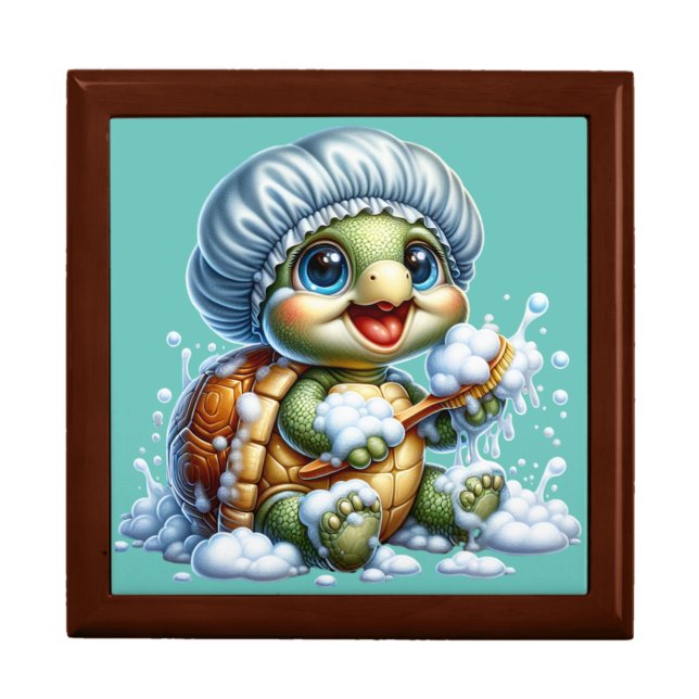 "Turtle Bath Time Fun" Keepsake Gift Box (Front)