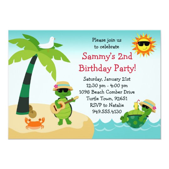 turtle beach birthday party invitation zazzle com
