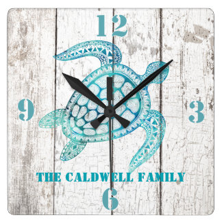 Beach Themed Wall Clocks | Zazzle - Turtle Beach House Wood Look Wall Clock