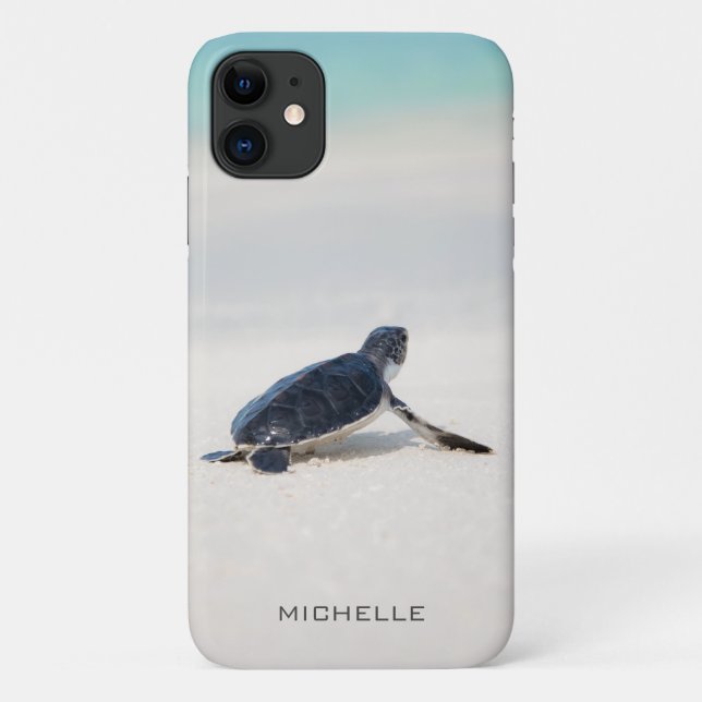Turtle Beach Journey Personalized Name | Nature Case-Mate iPhone Case (Back)