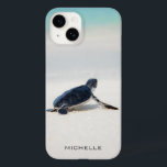 Turtle Beach Journey Personalized Name | Nature Case-Mate iPhone 14 Case<br><div class="desc">This design features a baby turtle making it's way to the ocean after being born. Personalize by editing the text in the text box or delete text for no name.
#turtle #sealife #ocean #seaturtle #leatherback #beach #sealife #personalized #iPhonecase</div>