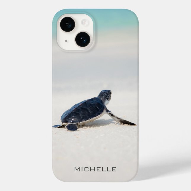 Turtle Beach Journey Personalized Name | Nature Case-Mate iPhone Case (Back)