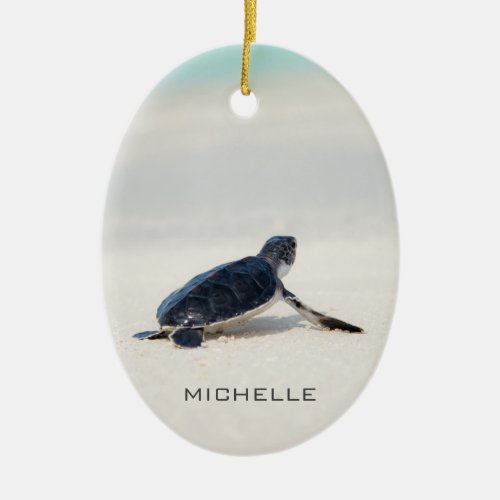 Turtle Beach Journey Personalized Name  Nature Ceramic Ornament