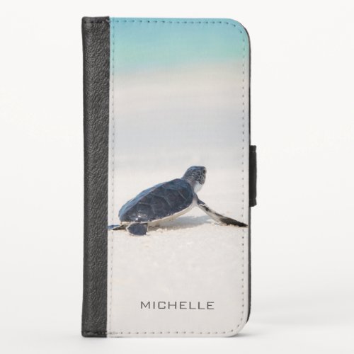 Turtle Beach Journey Personalized Name  Nature iPhone X Wallet Case