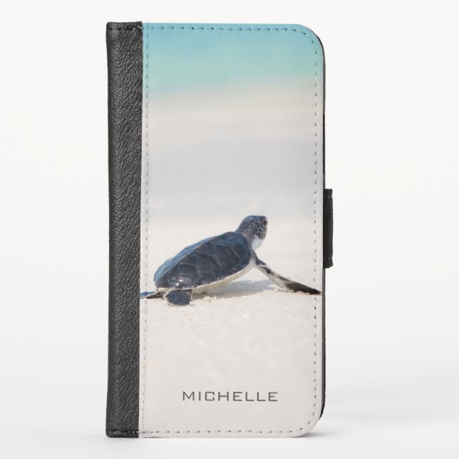 Turtle Beach Journey Personalized Name | Nature iPhone Wallet Case (Front)