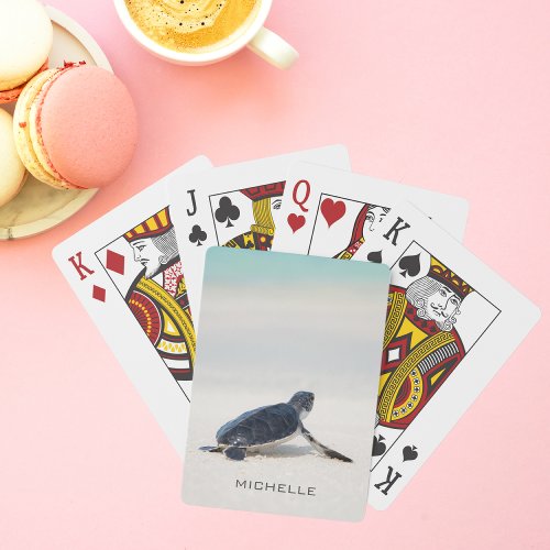 Turtle Beach Journey Personalized Name  Nature Playing Cards