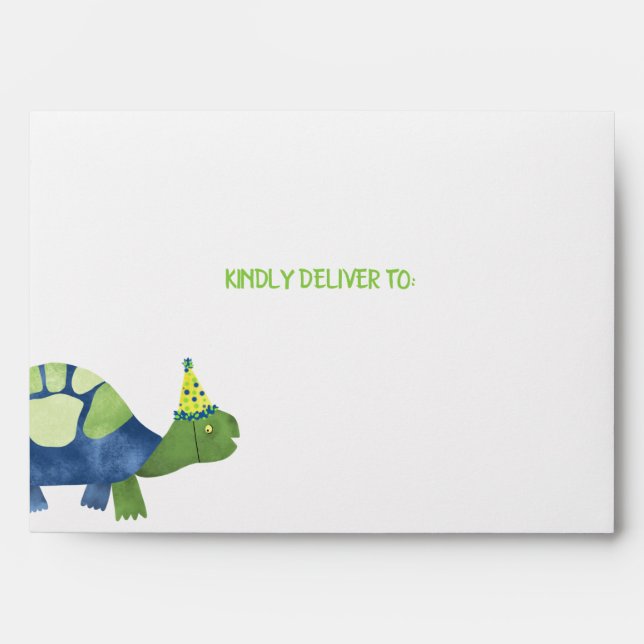 Turtle Birthday Invitation Envelope (Front)