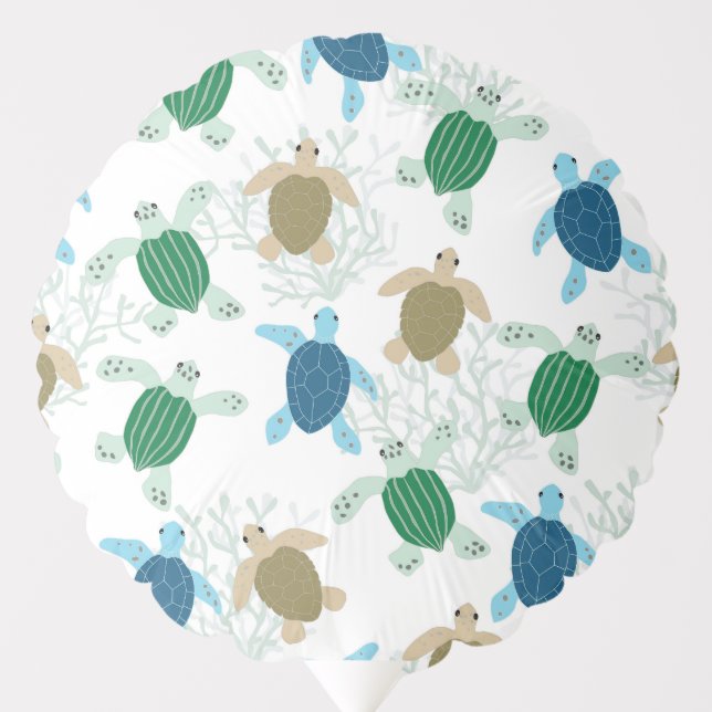 Turtle Birthday Party Watercolor Balloon (Front)