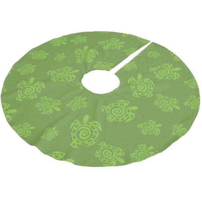 Turtle Blue Pattern Brushed Polyester Tree Skirt (Angled)