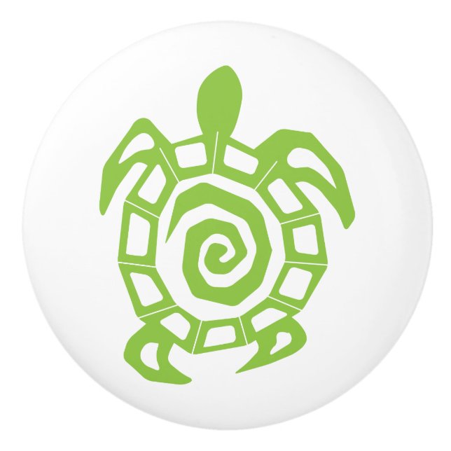 Turtle Blue Pattern Ceramic Knob (Front)
