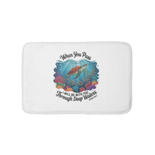 Turtle Blue Sea Square Bath Mat