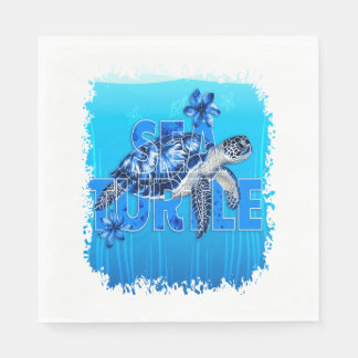 Turtle Blue Sea Square Napkins