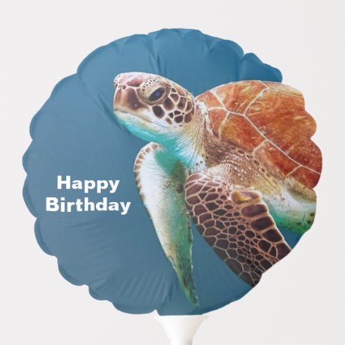 Turtle Blue Water Sea Photo Birthday Balloon