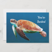 Turtle Blue Water Sea Photo Birthday Invitation (Front)