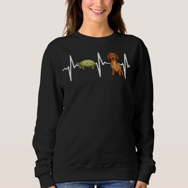 Turtle Brown Dachshund Heartbeat Dog Sweatshirt (Front)