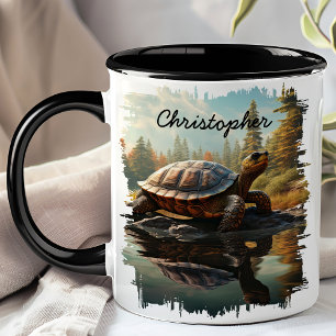 Turtle by Forest Lake Reflection Mug