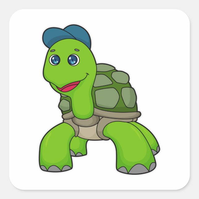 Turtle Cap Square Sticker (Front)