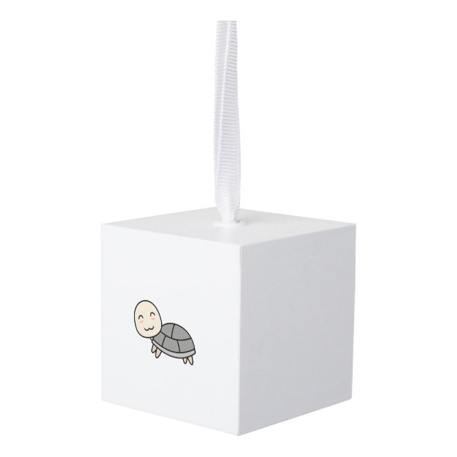 Turtle cartoon animal cube ornament (Back Angled)