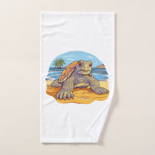 Turtle Cartoon beach Hand Towel