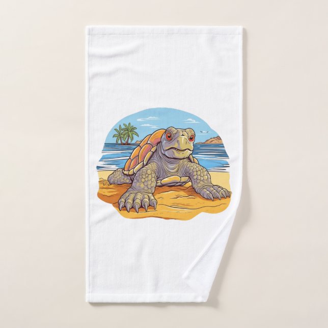 Turtle Cartoon beach Hand Towel (Hand Towel)