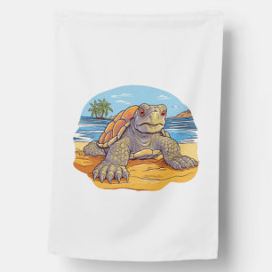 Turtle Cartoon beach House Flag