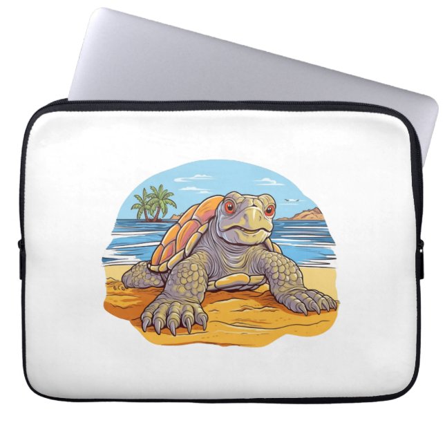 Turtle Cartoon beach Laptop Sleeve (Front)
