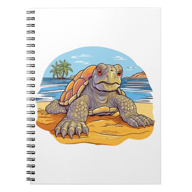 Turtle Cartoon beach Notebook (Front)