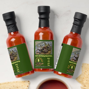 Turtle Cartoon Birthday Beach Party Photo Hot Sauces