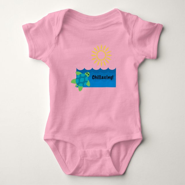 Turtle Chillaxing Design - Baby Jersey Bodysuit (Front)