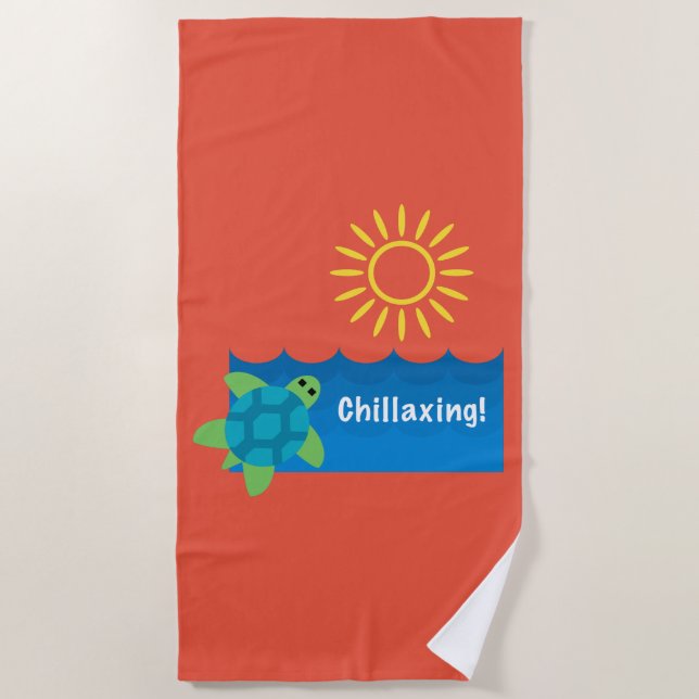 Turtle Chillaxing Design - Beach Towel (Front)